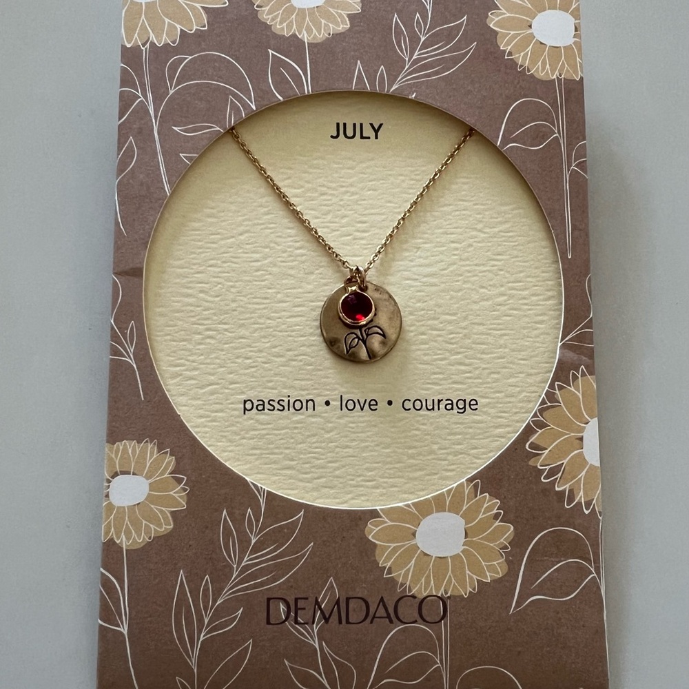 NEW Demdaco Gold Necklace with Red Accent